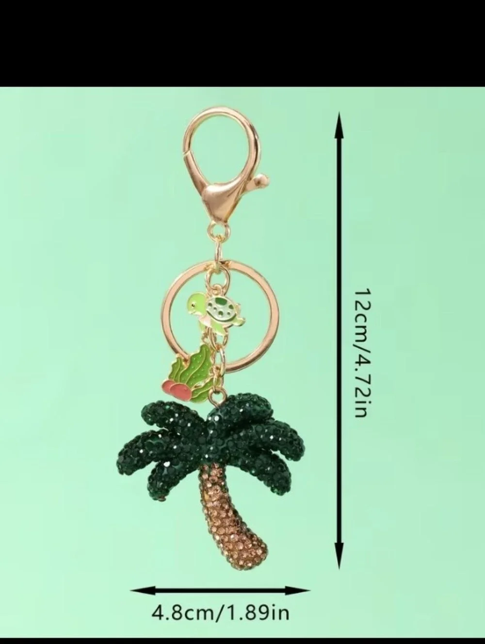 Rhinestone Palm Tree Bag Charm/ Keychain NEW